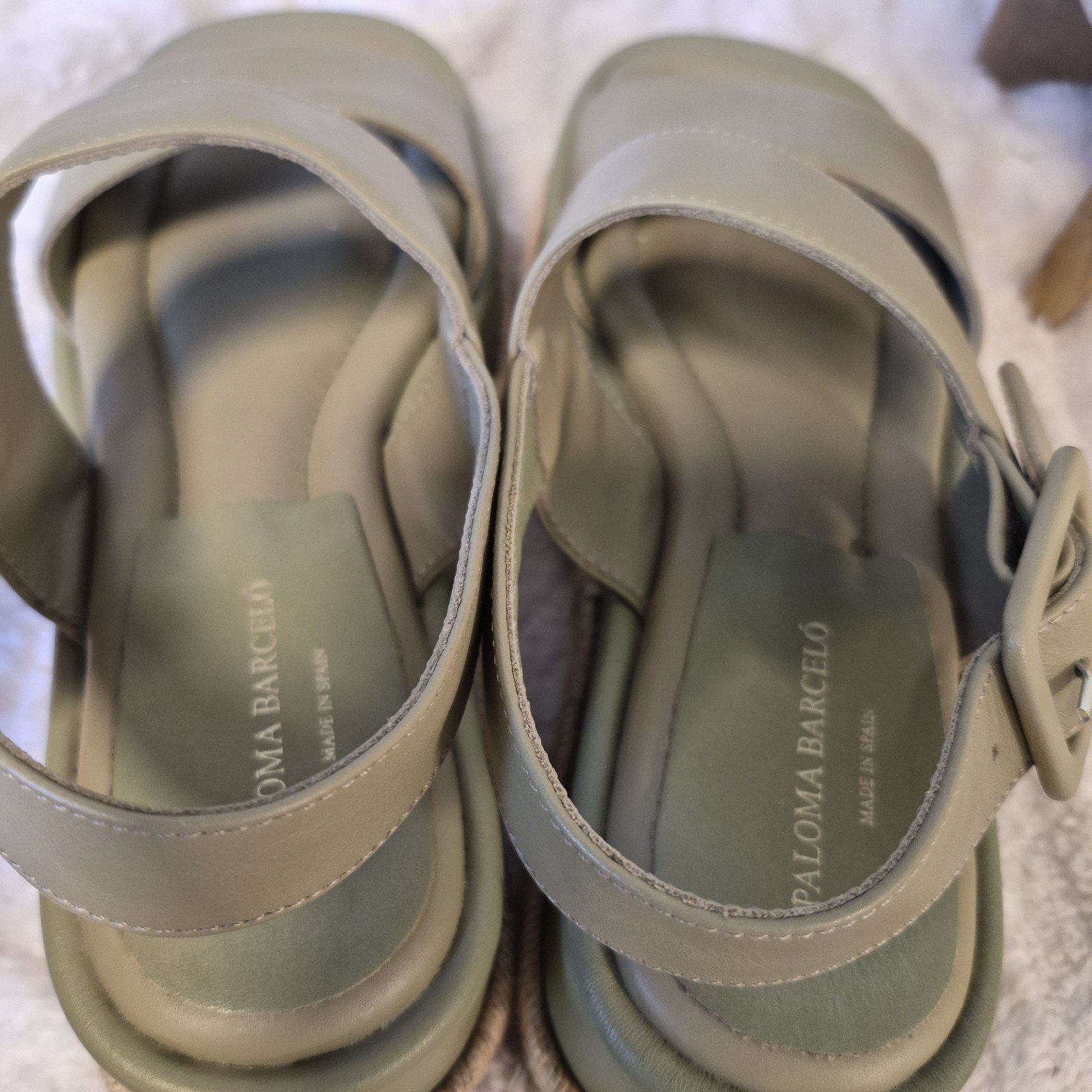 Paloma Barcelo x Anthropologie Adeline Platform Sandal Green Leather Size 8 $595