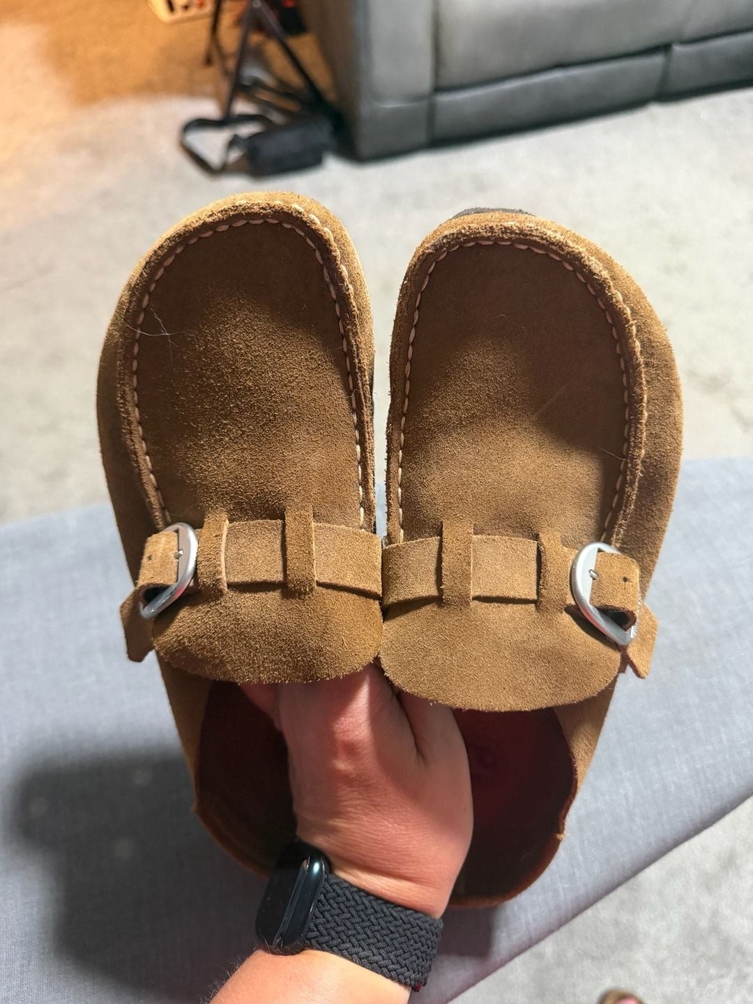 Birkenstock Buckley Suede Leather Clogs in Tea