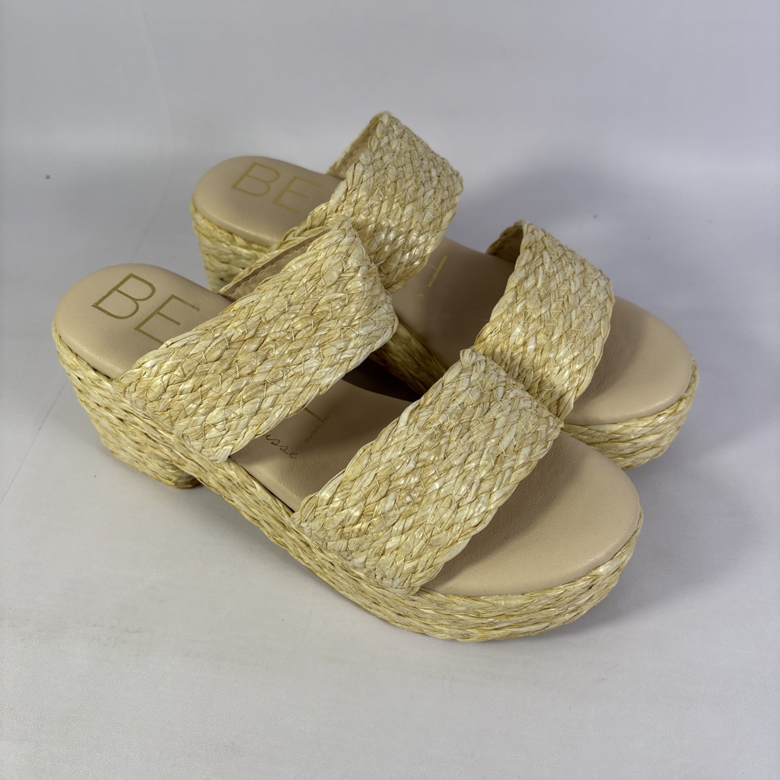 Beach By Matisse Sandal Women’s 8M Slide Platform Heel Raffia CLEAN