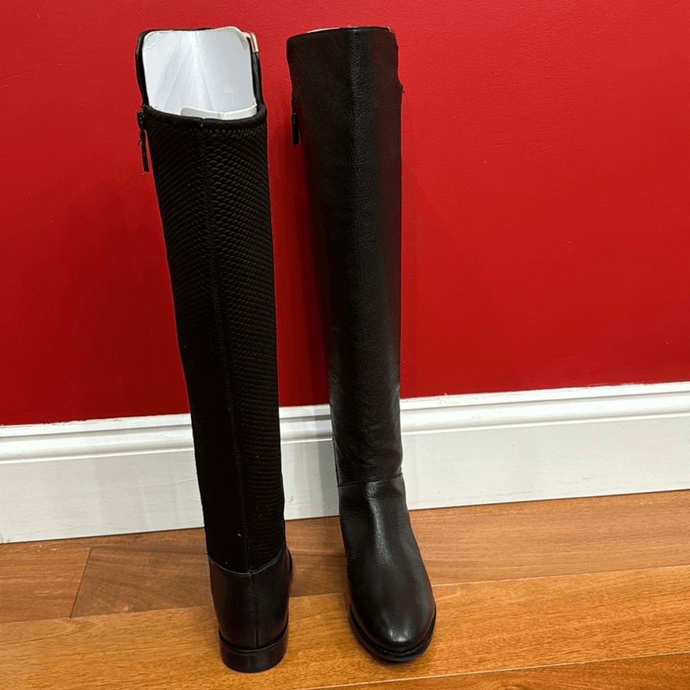 NWOT Cole Haan Dutchess Over The Knee Back Stretch Motorcycle Boots Black size 6