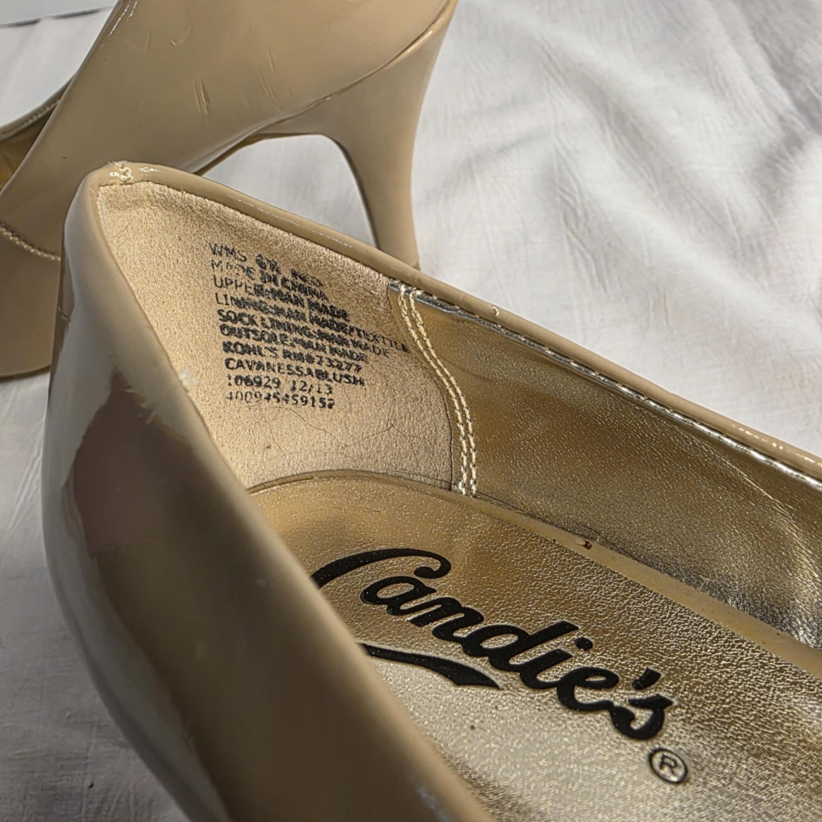 Candies Womens Classic Pumps Beige Slim Heels Round Toe Slip Ons 6.5 M