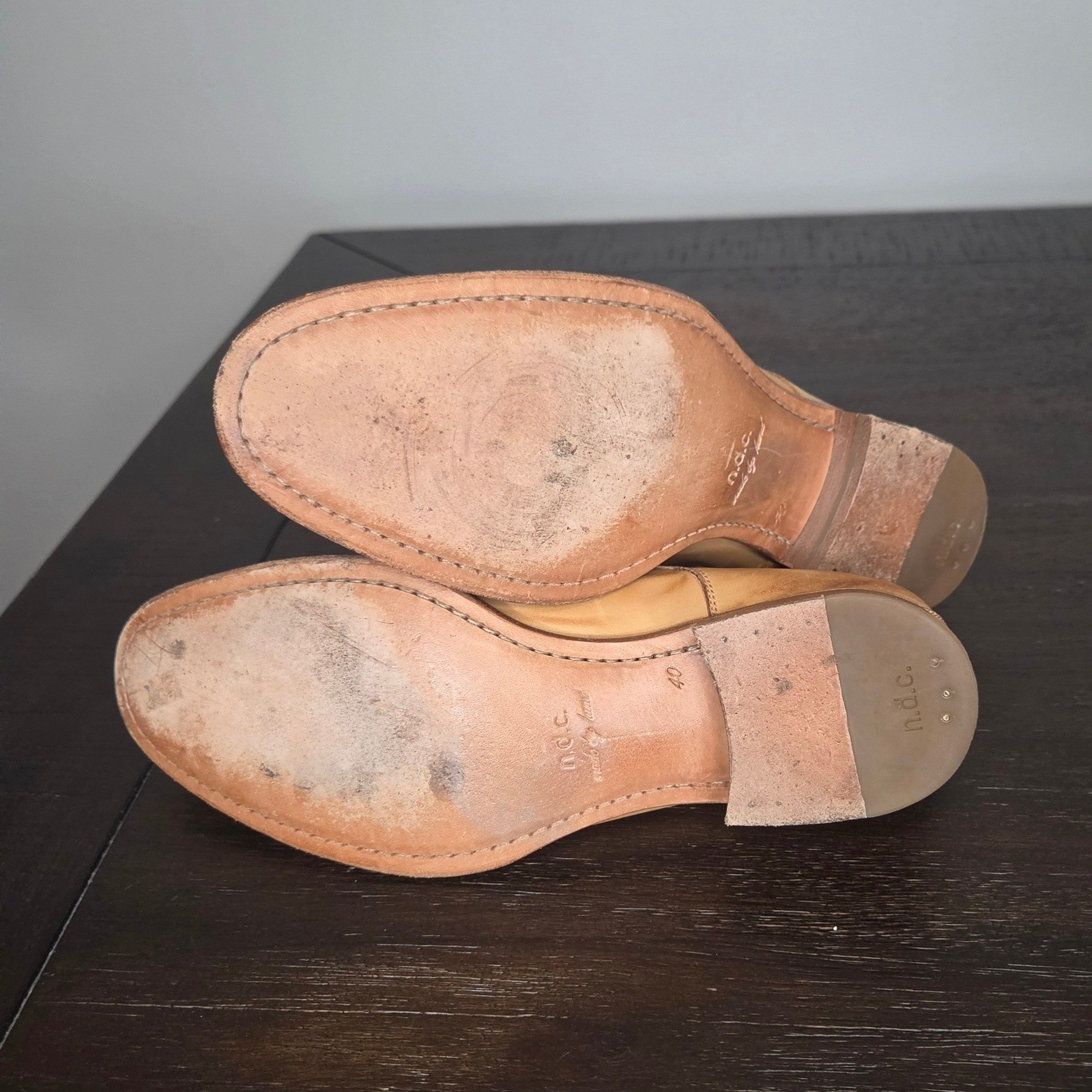 n.d.c. Made By Hand Leather Derby Shoes Womens EU 40 US 9.5 Tan Oxford Italy