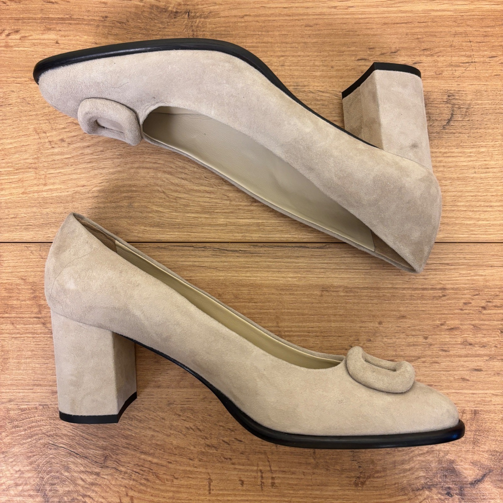 AMALFI Lavinia Block Heel Pump In Nocciola Cashmere Gray Women Size 8.5 Cocktail