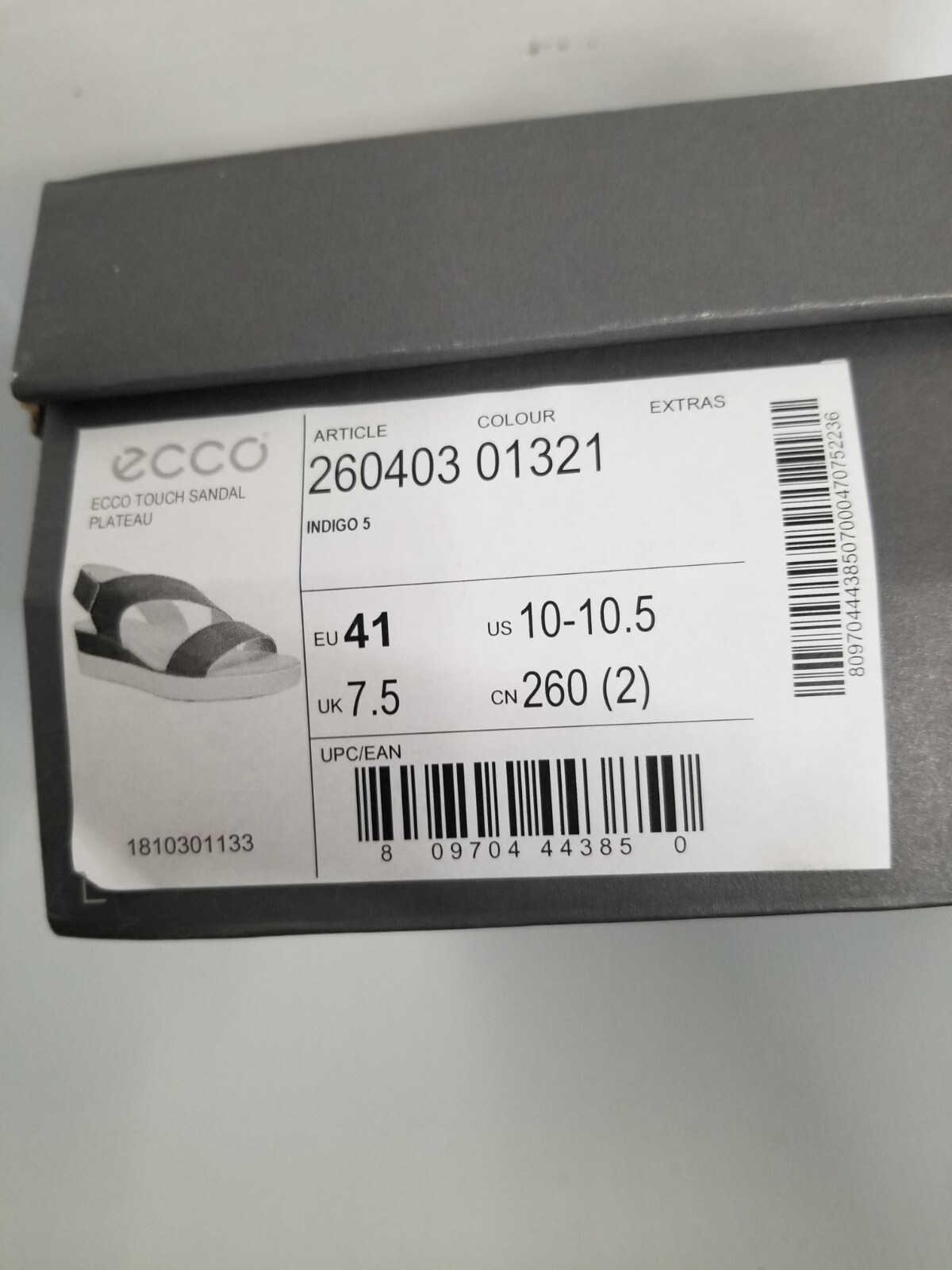 Womens ECCO Touch Sandal Plateau Sz 10-10.5 Indigo New In Box Danish Design