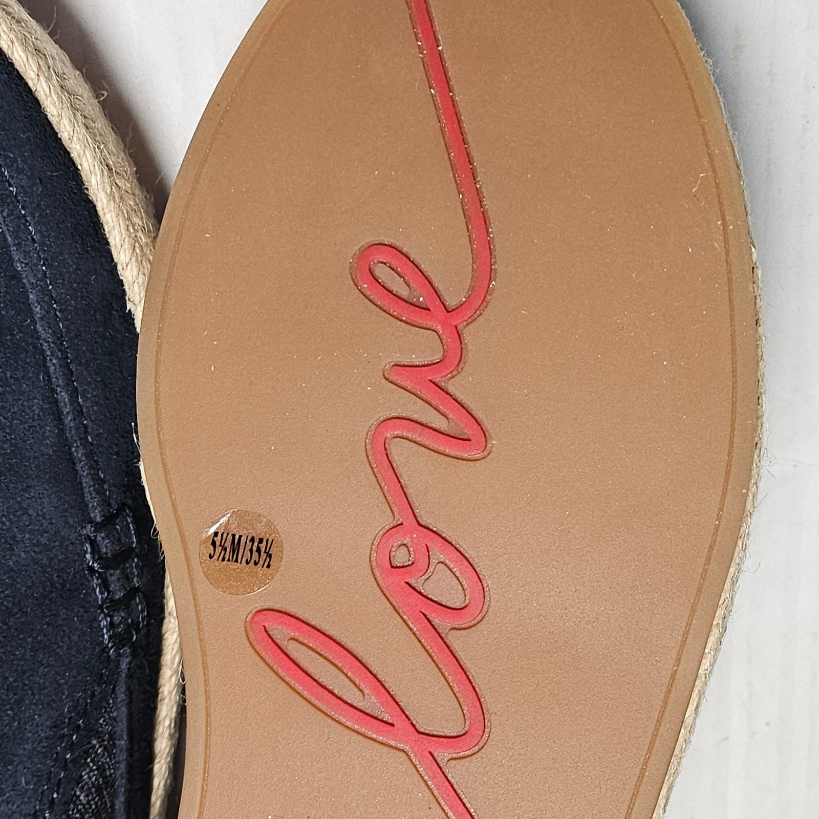 ED Ellen DeGeneres Garance Lagoon Navy Oiled Calf Suede Platform Espadrilles 5.5