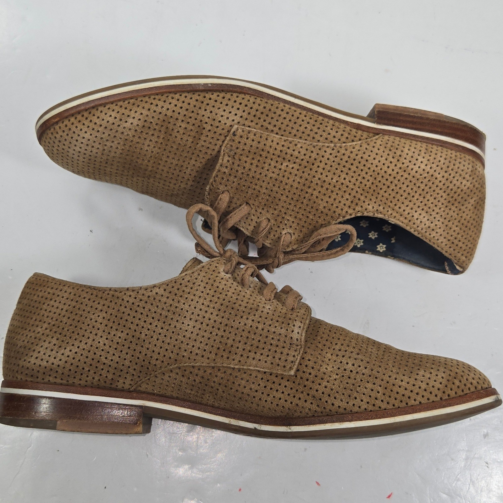 ED Ellen DeGeneres Chapala Tan Perforated Suede Lace Up Oxford Shoes 10.5-11