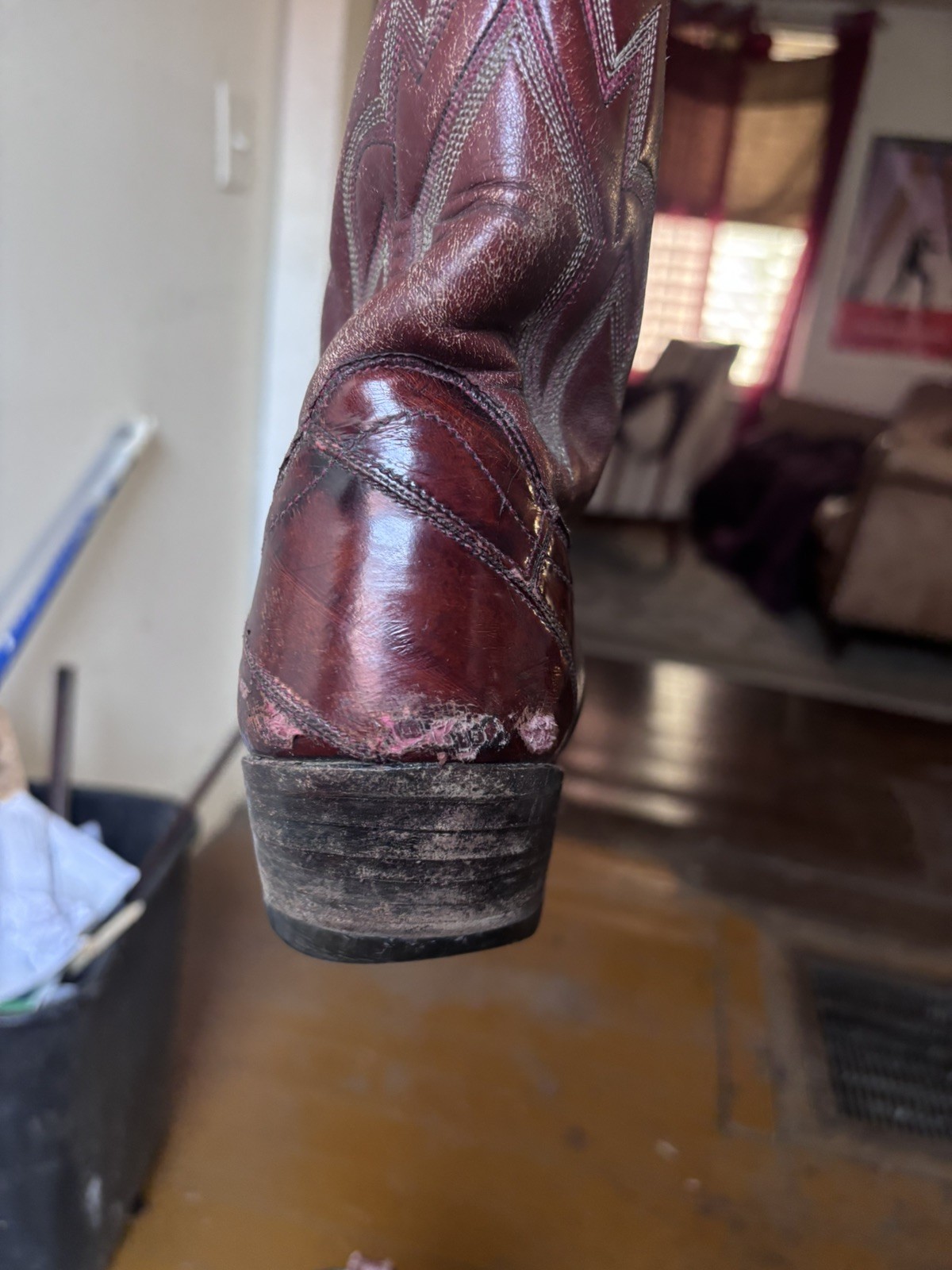 Vintage Tony Lama Eel Skin Western Boots Mens 11 D Red Burgundy Cowboy
