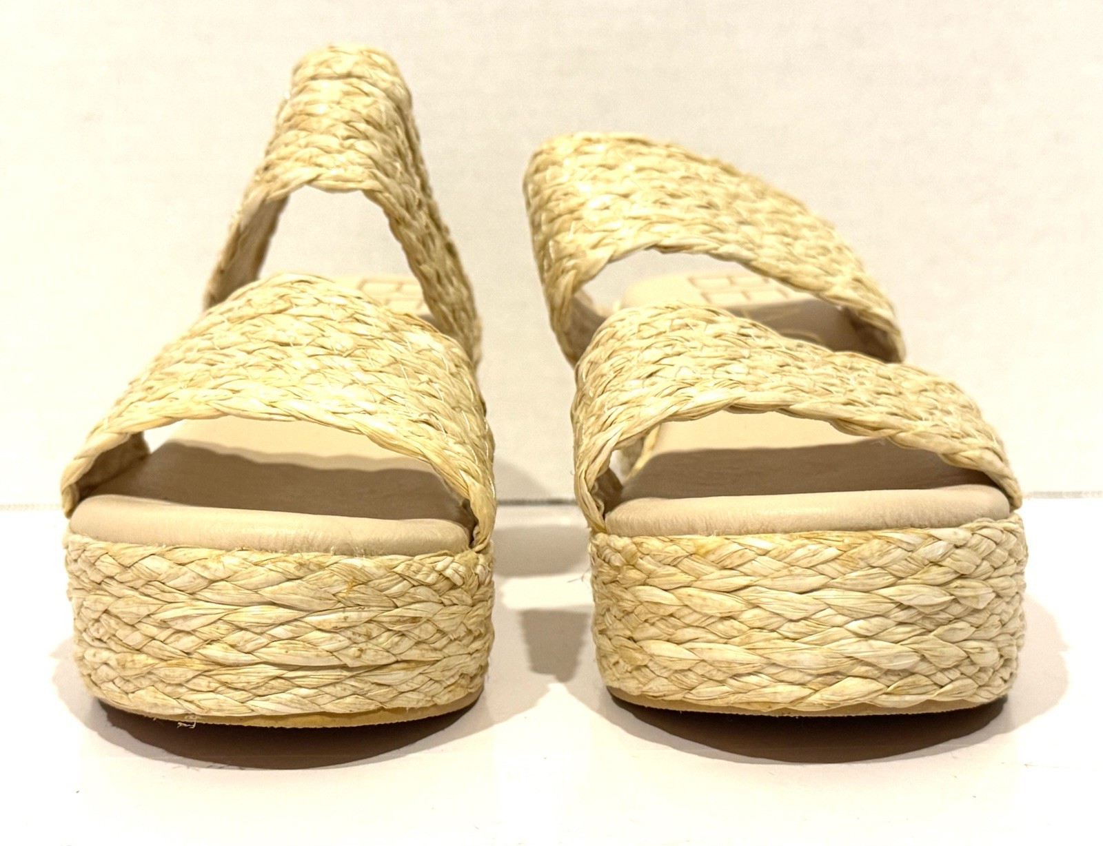 Matisse Raffia Platform Sandals Women’s Block Heel Slides Size 8 US NEW!