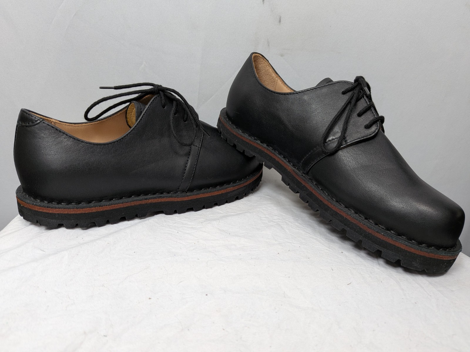 Waldviertler F37 Black Leather Derby Shoes Women’s 6.5 EU 37G NWOB Austria