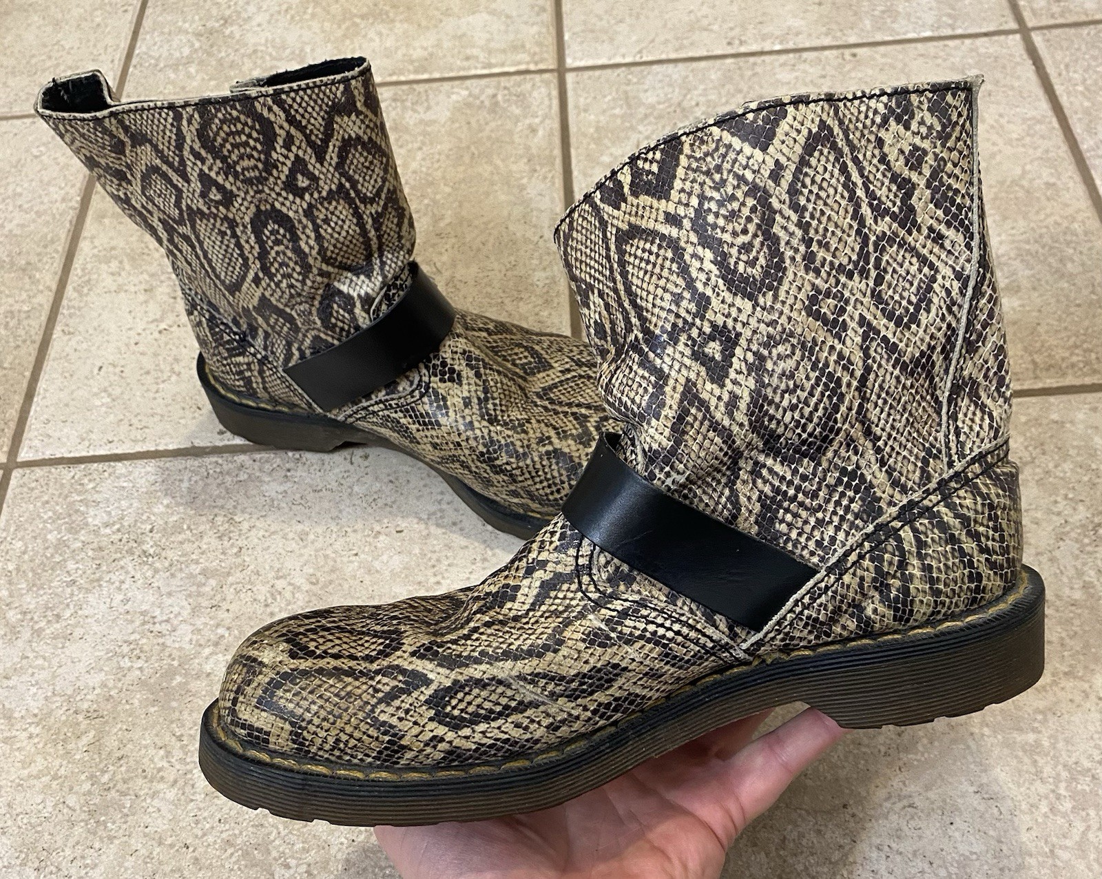 Vintage Doc Martens Snakeskin Engineer Boots Limited Trash Vaudeville Sz 7 UK