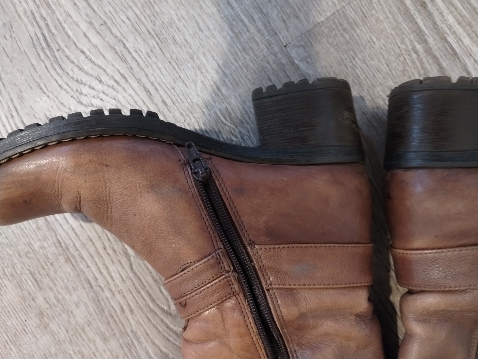 GENUNIE LEATHER LONG BOOTS SZ 37 EURO US 6.5 BROWN FOR WOMAN