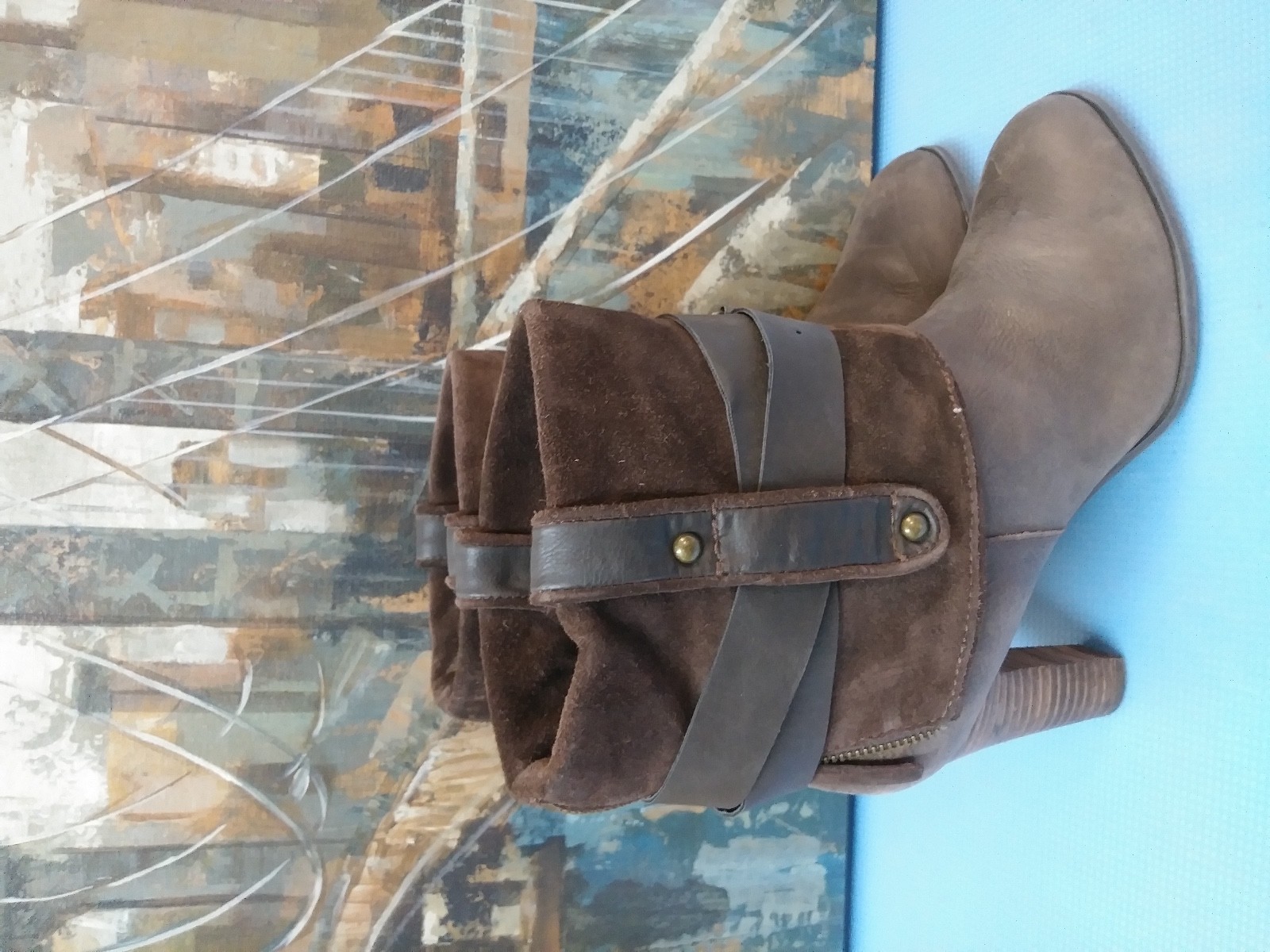 NINE WEST WOMEN’S MID CALF BROWN LEATHER US SIZE 9.5 MEDIUM (B, M)