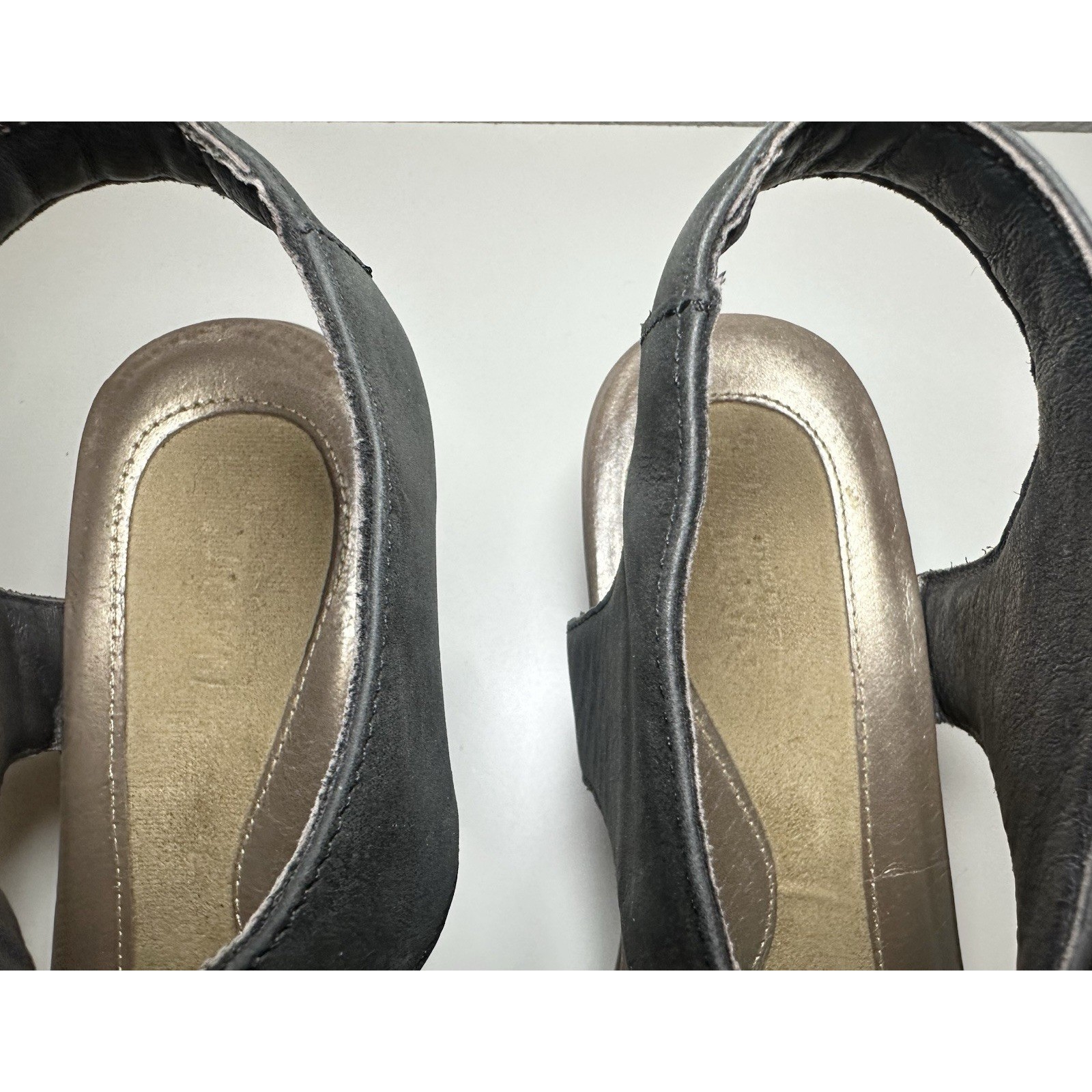 NAOT Women’s US 10-10.5 EU 41 Caprice Wedge Black Tan Leather Chunky Sandals