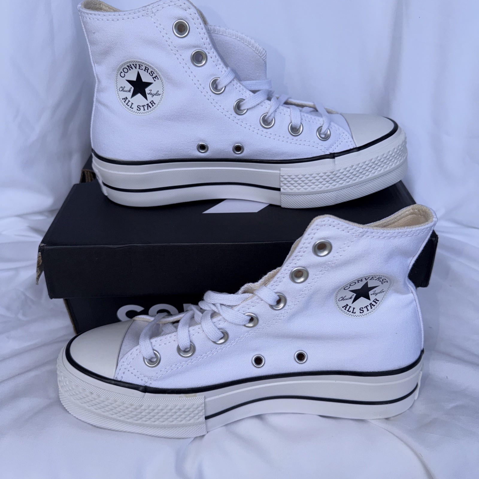 Converse Chuck Taylor All Start Lift Hi White/Black 560846C – womens 6