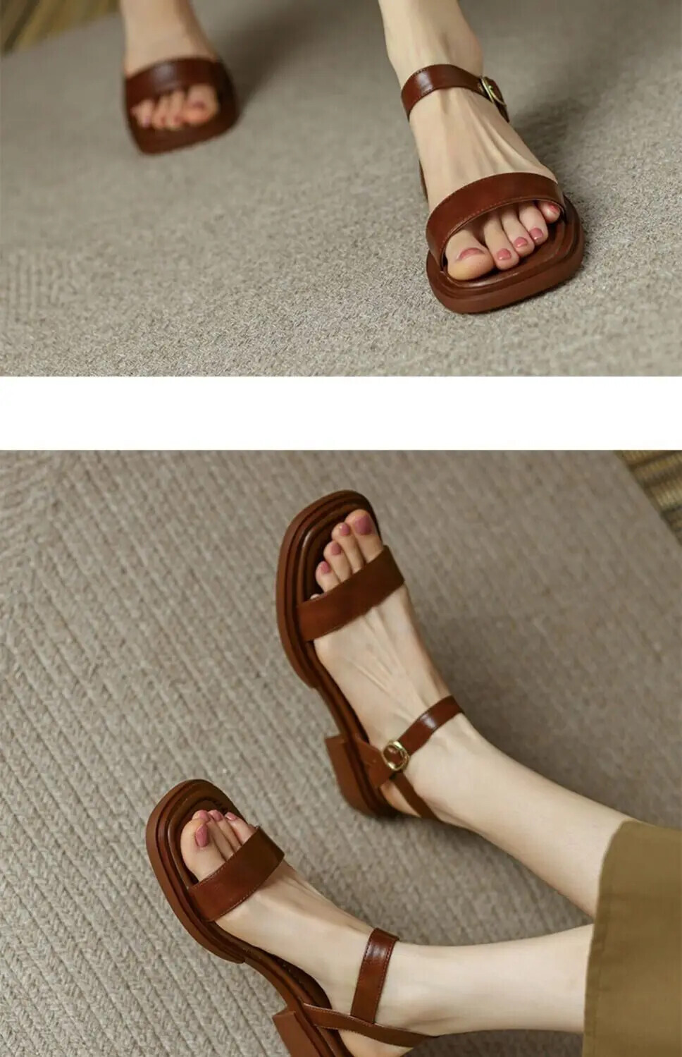 2025 Summer Women Sandal Low Heels Basic Concise Office Casual Outdoor Shoes Lot