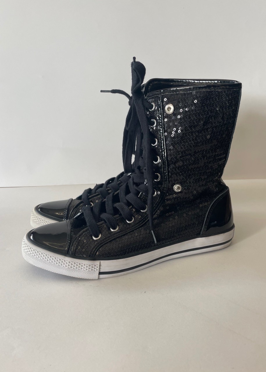 Double Platinum Destiny Sequin Sneakers by GOTTA FLURT top also folds down 8.5
