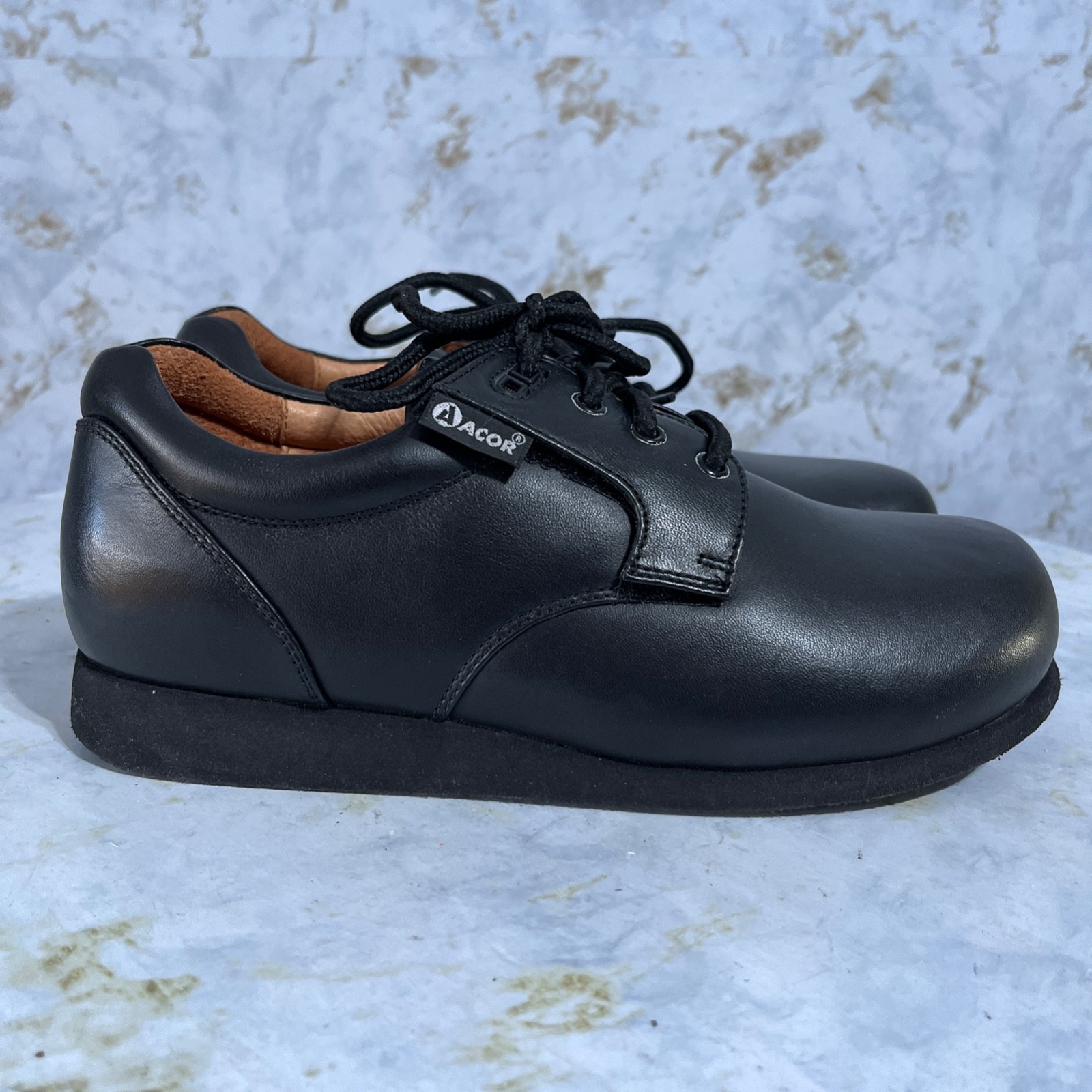 Active Walkers 41 Womens Sz 9.5M Shoes Black Leather Lace Up Orthopedic Sneakers