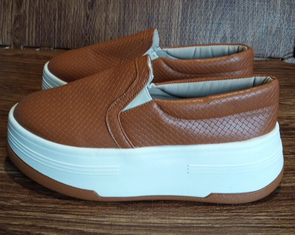 Women Shoes Platform 2.5″ Brown Faux Leather 9.5US/41EU NWOT