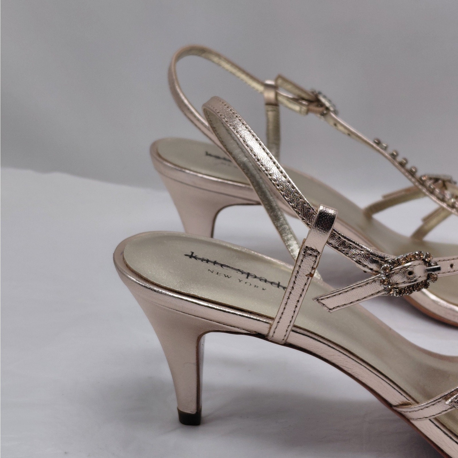 Kate Spade Heels Sandals Size 10 Rose Gold Rhinestone Evening Wedding Party
