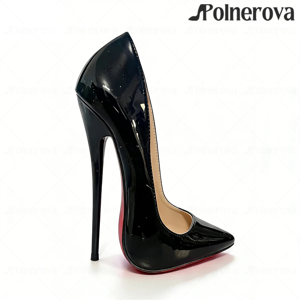 16cm Lacquered Heel Knot Sandals Style Concise Style Round Open Toe High Heels