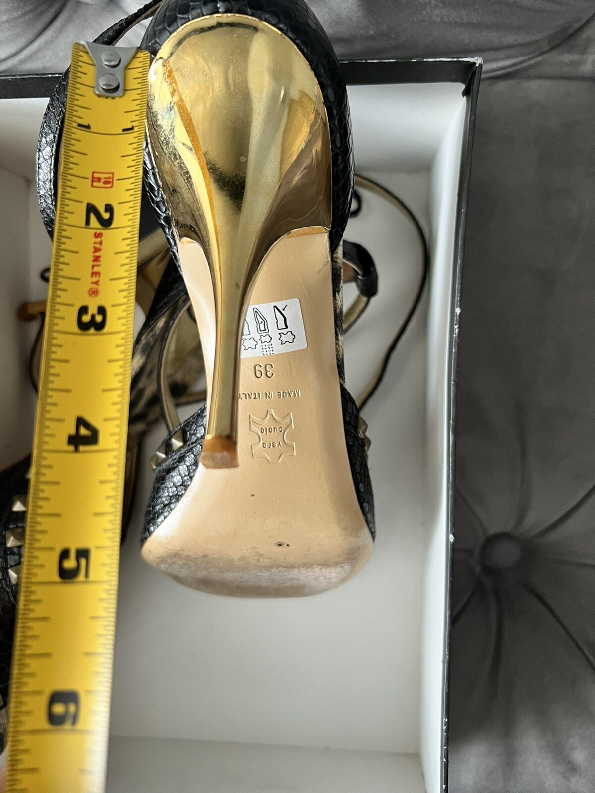 roberto cavalli just cavalli open toe strap black studded sandals size 39