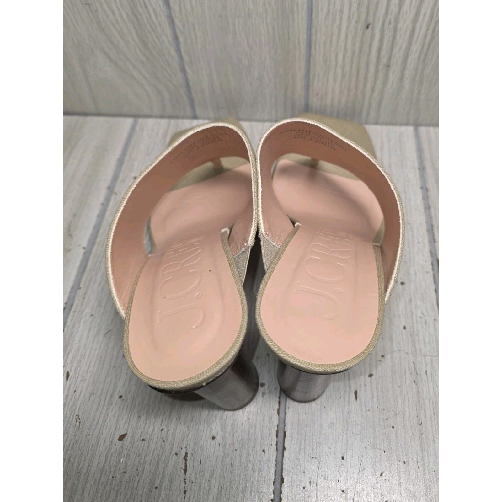 J CREW Rounded-Heel Thong Sandals In Linen Size 9.5 Cute Round Heel 3.5″
