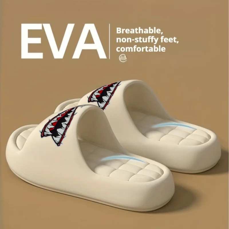 Shark Slides Women Men EVA Non-Slip Thick Sole Novelty Beach Home Sandals