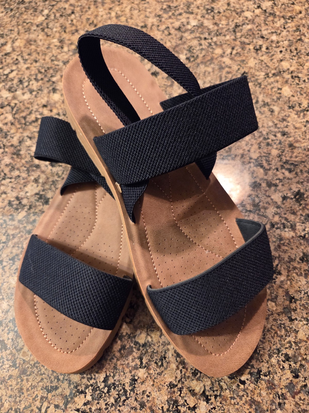BRAND NEW: Women’s NIMBAO Size 7.5 Black Stretch Strappy Sandals