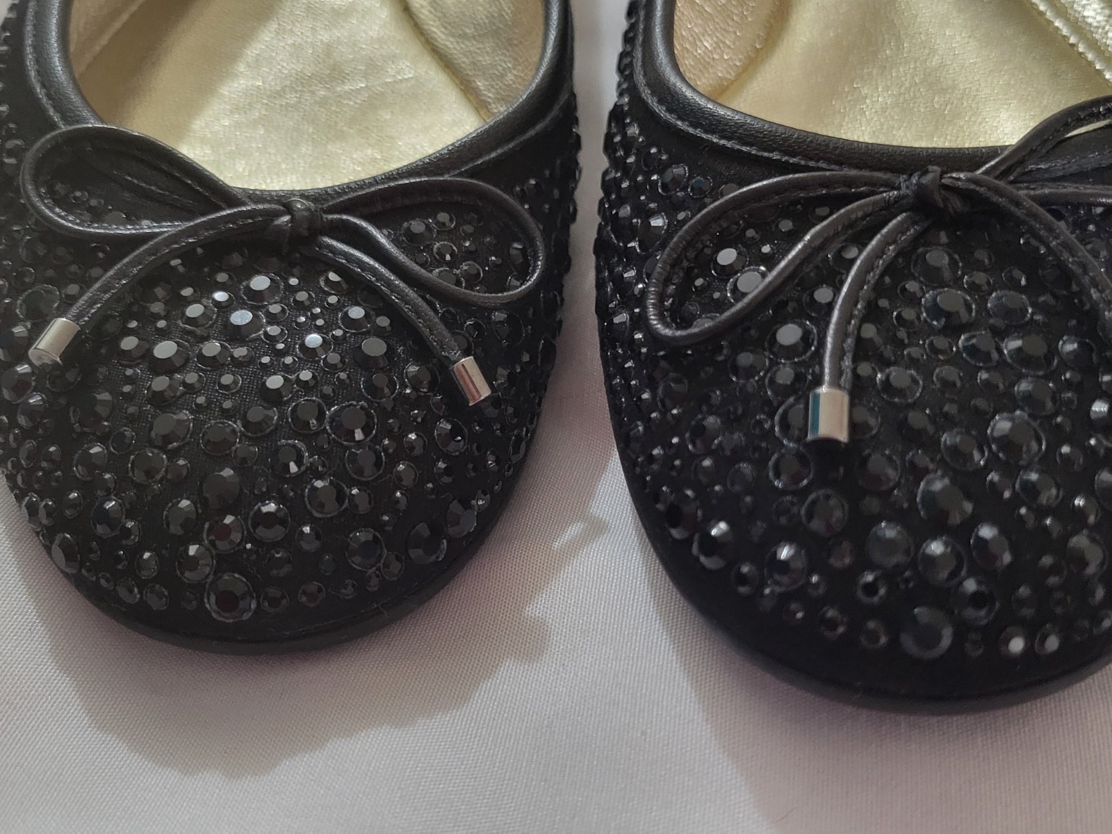 Jimmy Choo Weber black crystal embellished suede ballet flats size 36