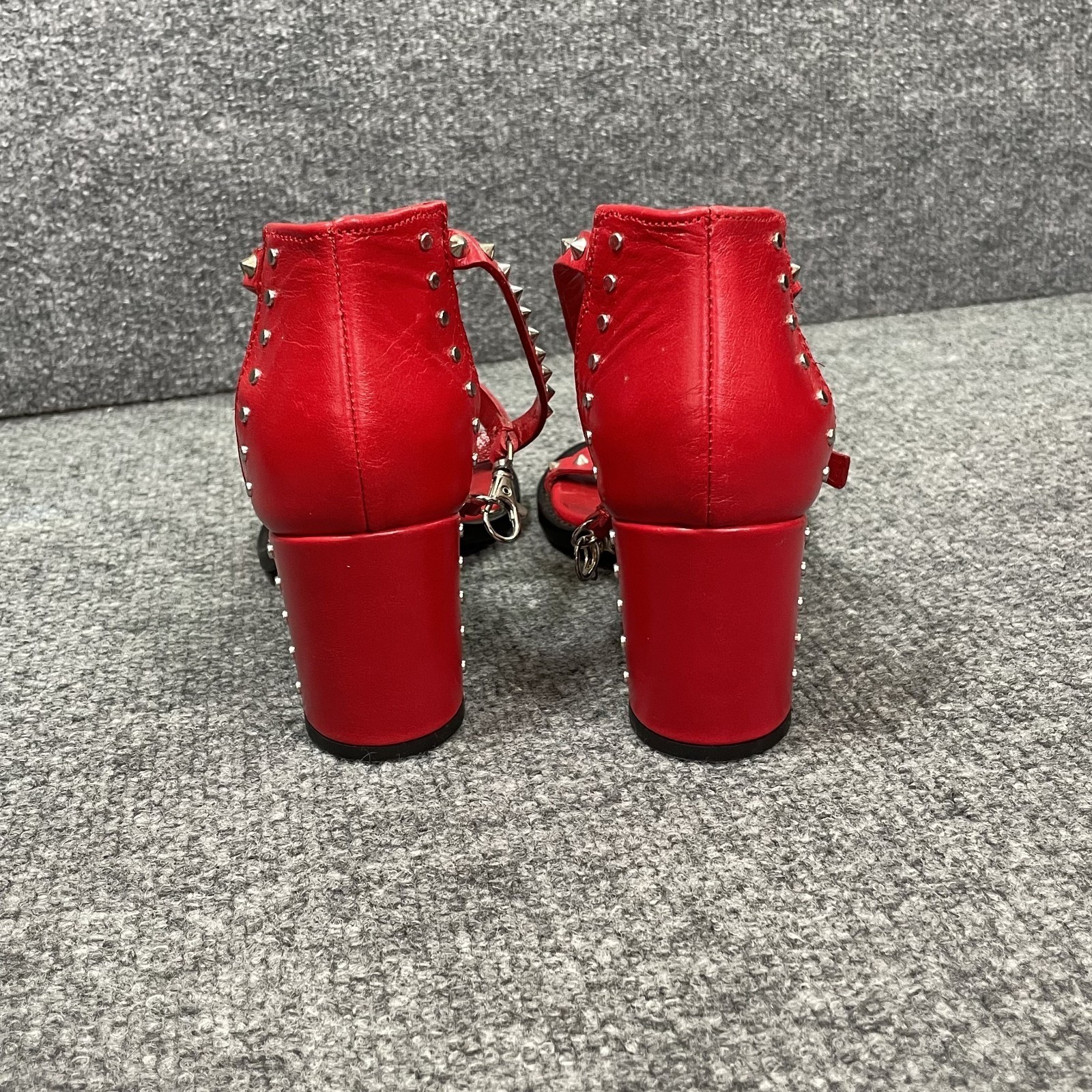 Zadig & Voltaire Block Heel Sandal May Stud Sz EU36 Chunky Red Fits US 6.5 Goth