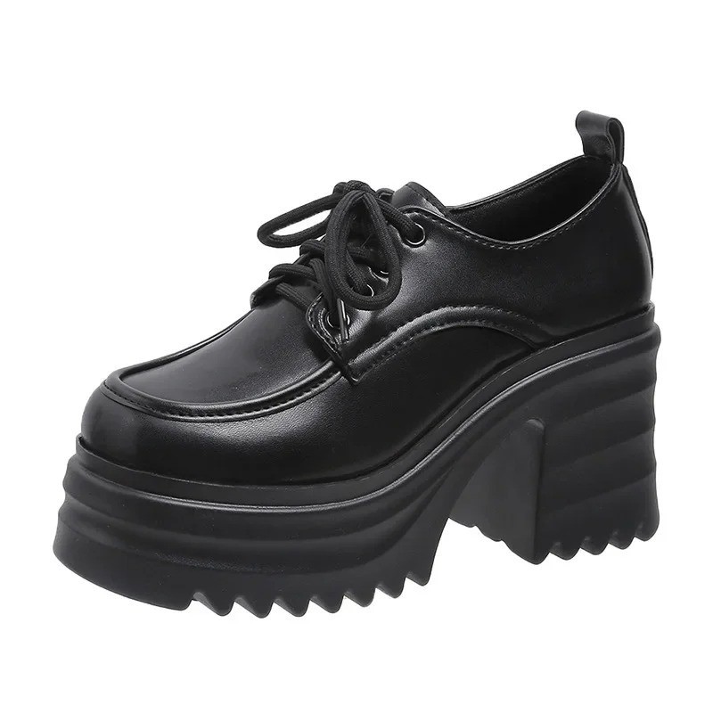 Women’s Gothic Platform Loafers Chunky High Heel Leather Lolita Shoes