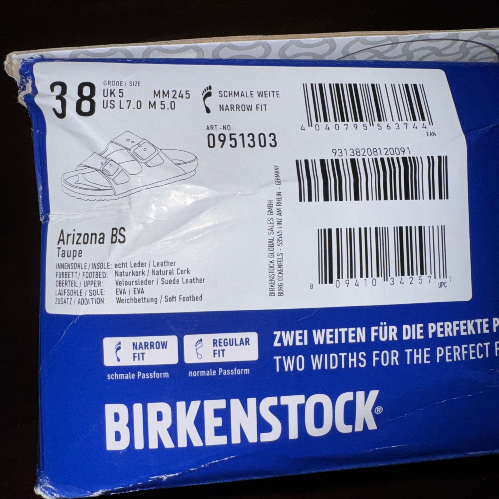 Birkenstock Arizona Suede Leather Casual Shoes Sandals Unisex Adults Size 38 (7)