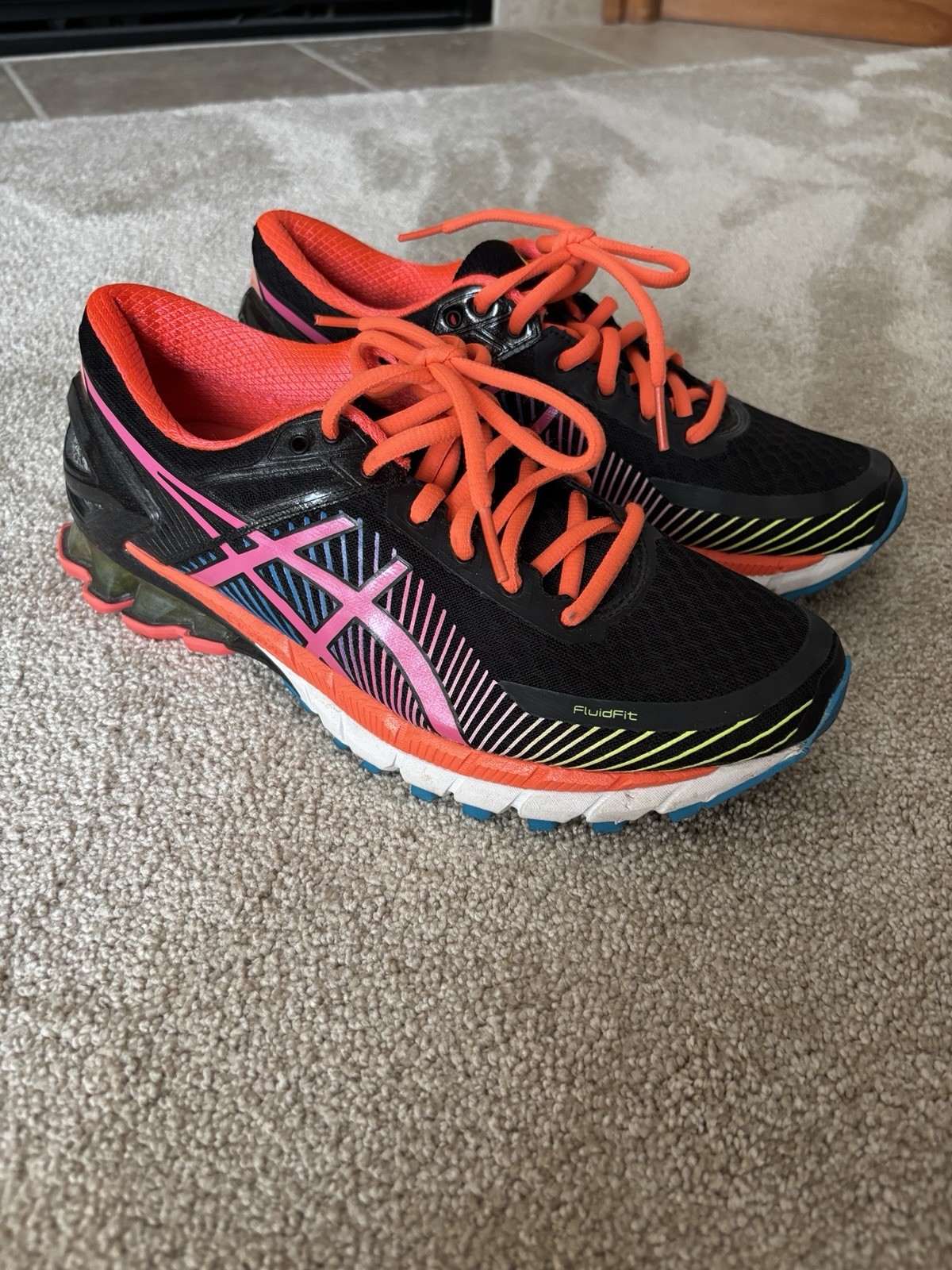 ASICS Gel Kinsei 6 Black Orange Size 8 EUC RARE
