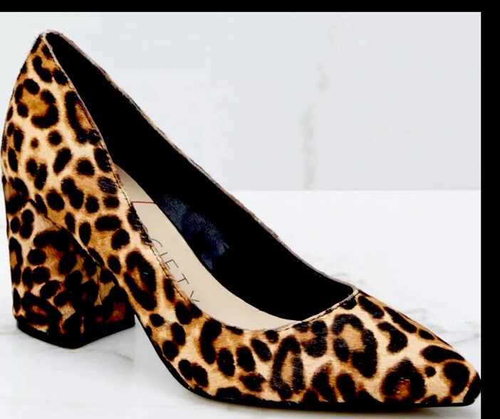 Sole Society TWILA Calf Hair Real Fur Leopard 5.5 M Animal Print Heels Women New