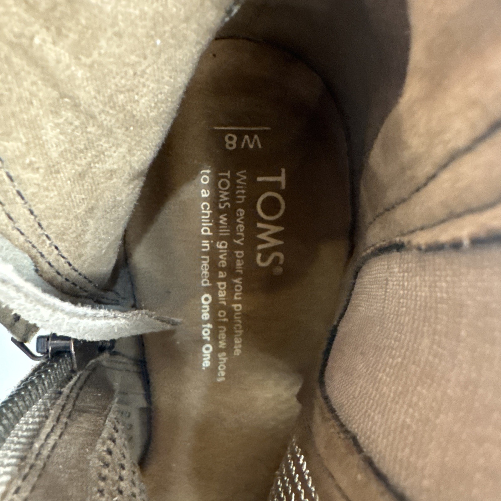 Toms Heels Shoes Women’s 11 Tan Beige Micro Fiber Zipper Peep Toe Majorca