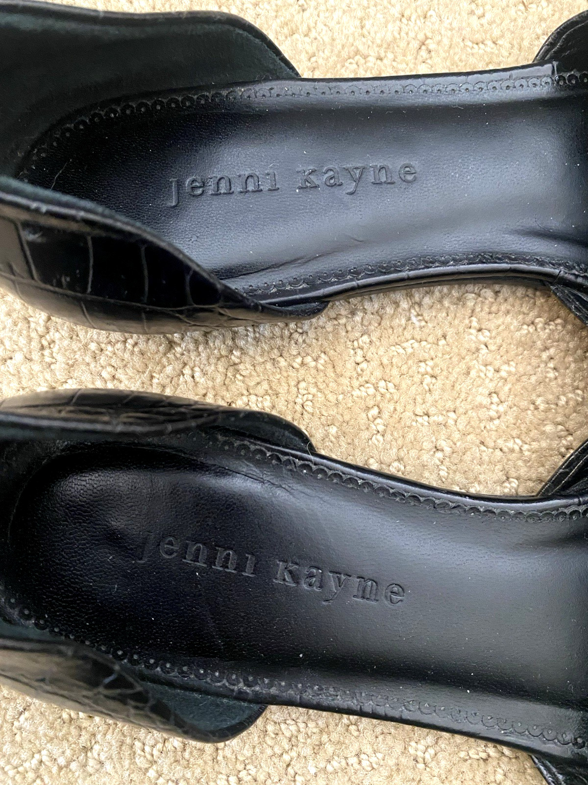 Jenni Kayne Croc Embossed Pointed Toe D’Orsay Flats Black Sz 40 US 9
