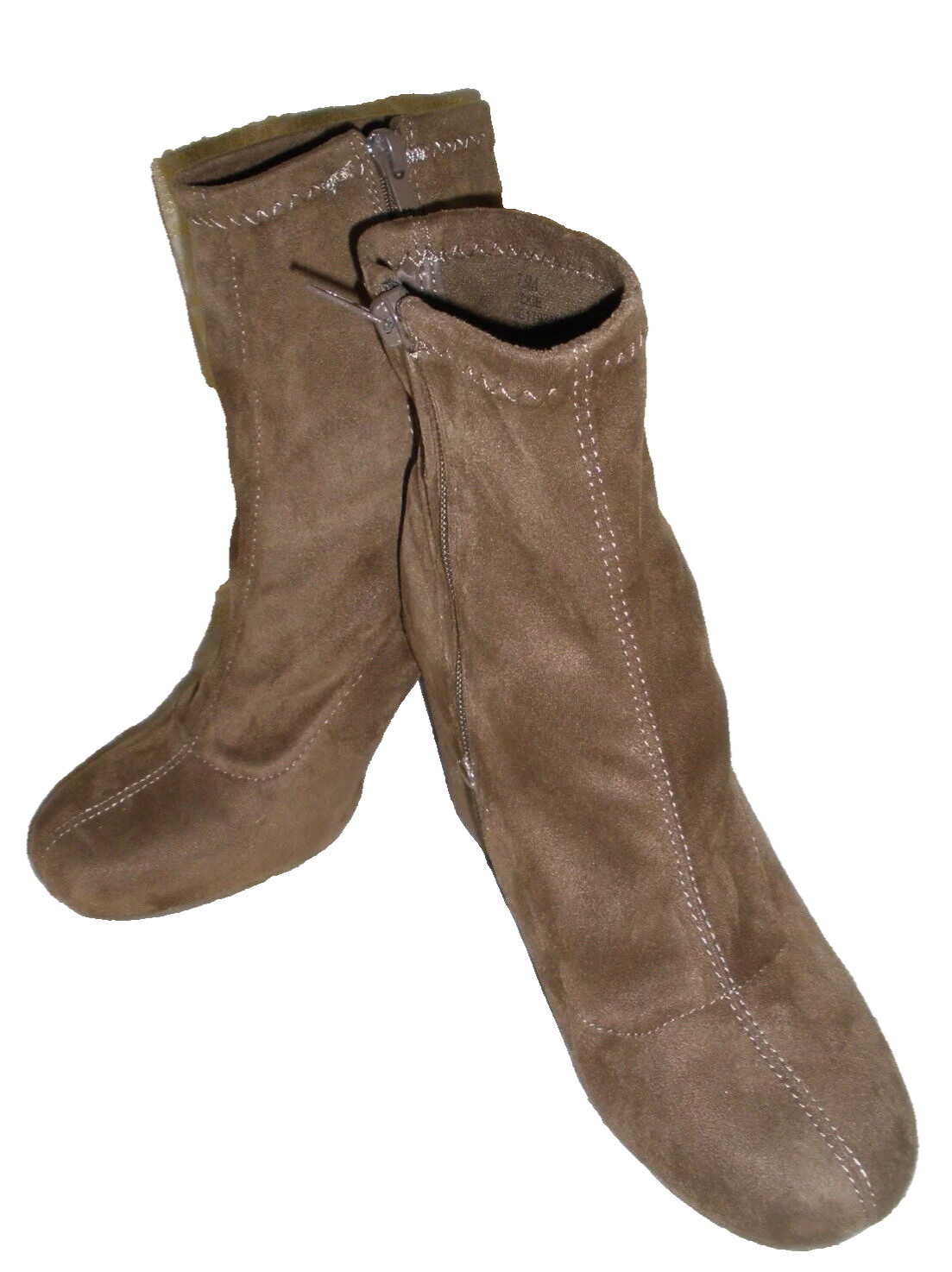 NEW MIA BRAND VICKI MULES CAMEL COLORED SUEDE-TEXTILE BOOTS 7.5M VICKIE