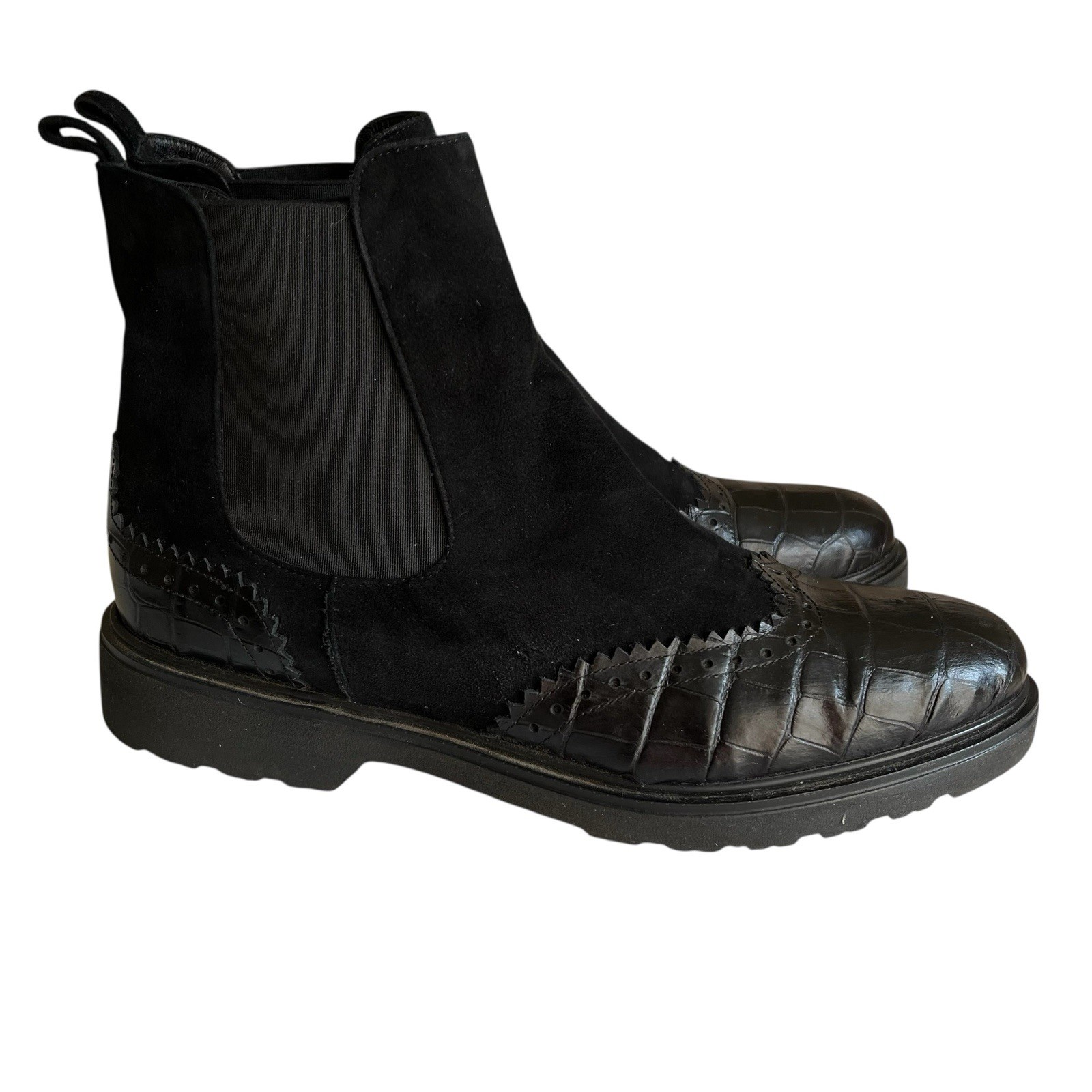 Michele Lopriore Parigi Black Suede/Leather Chelsea Boot Sz EU40 US 9