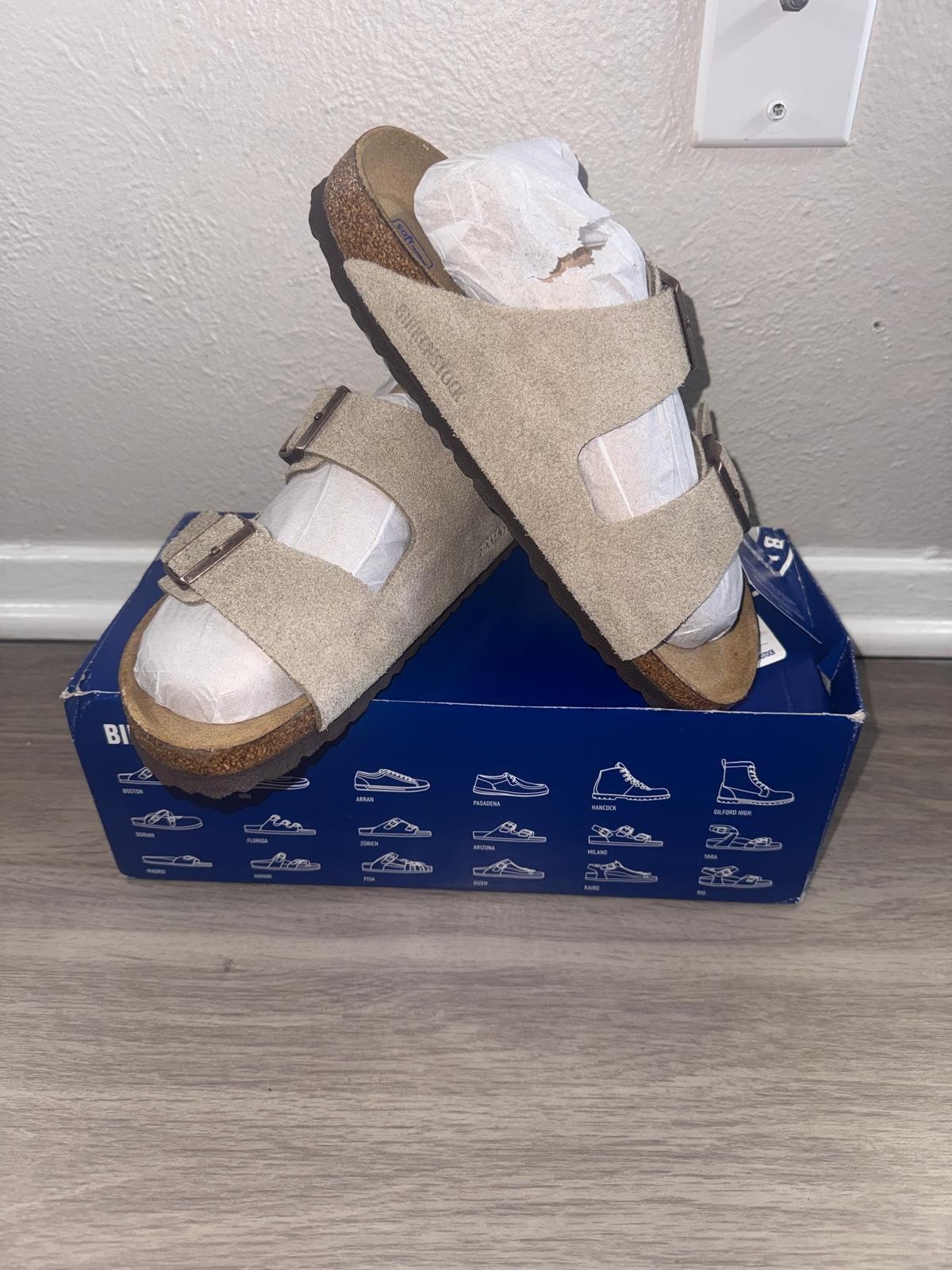 Birkenstock Beige Suede Slide Sandals US 8 EU 39 Narrow Adjustable