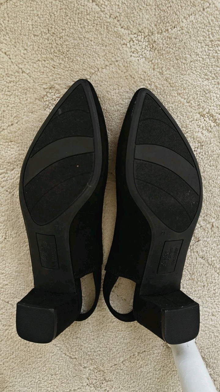 Dexflex Comfort Women’s Slingback Shoes Black Faux Suede Textile Upper SZ 7 1/2