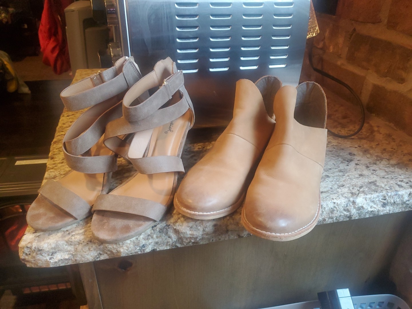 2 pair of womens shoes one Sandal one ankle boot