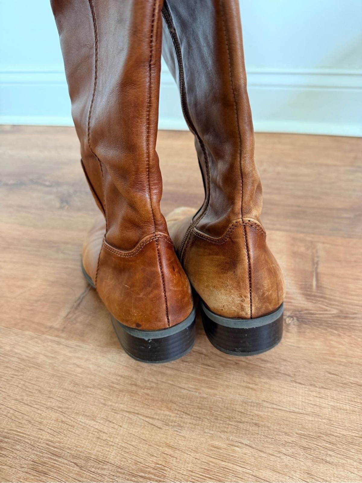 I.N.C. International Concepts Fawne Leather Tall Riding Boots Cognac Brown