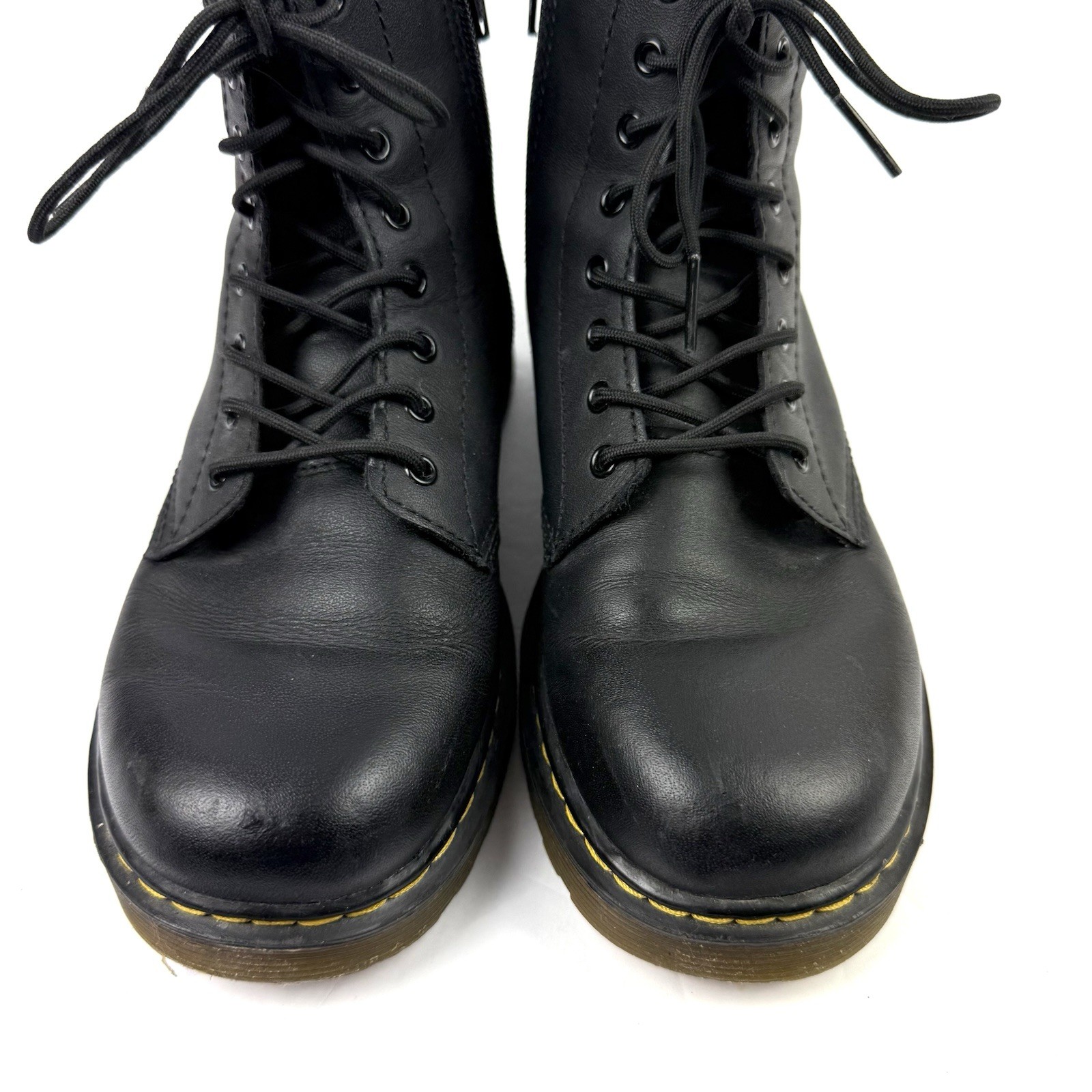 Doc Martens Combat Boots 36 Womens Black Leather Lace Up 8 Eyelet Bootie