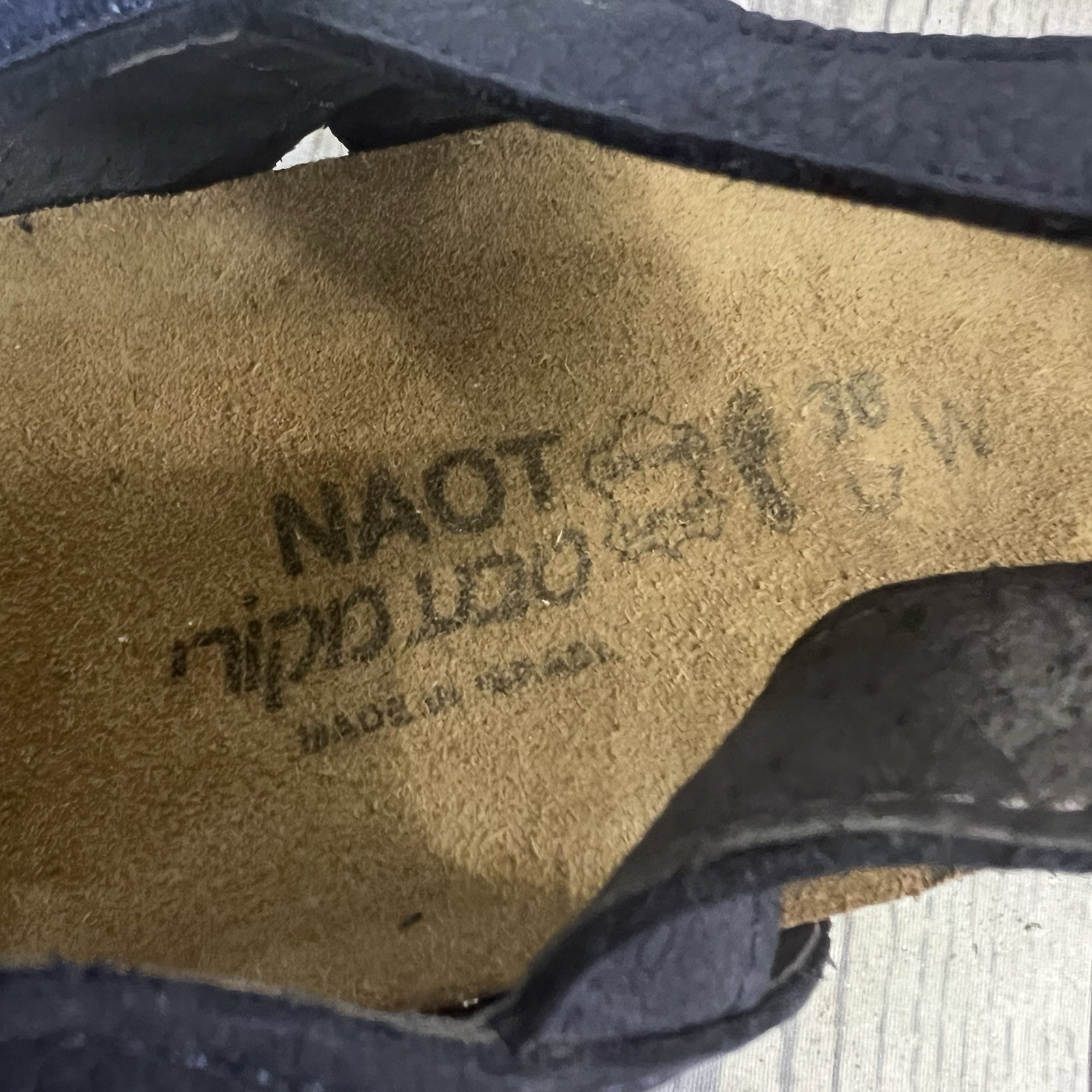 NAOT Kayla Women’s Navy Blue Nubuck Leather Comfort Wedge Sandals EU 38 US 7