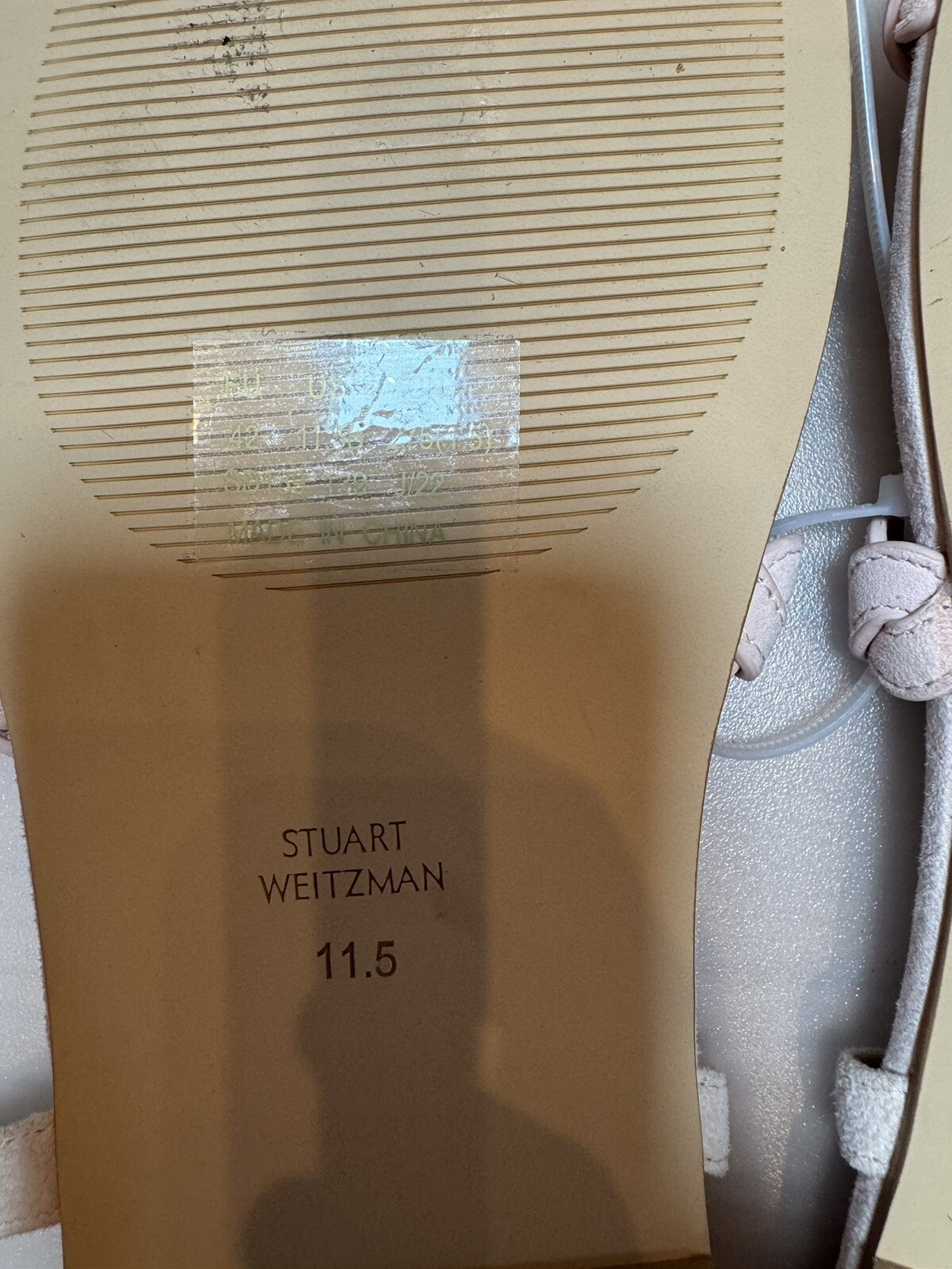 Stuart Weitzman Twistie Flat Sandal (Women) SV Rosewater Sz 11.5 Display Model