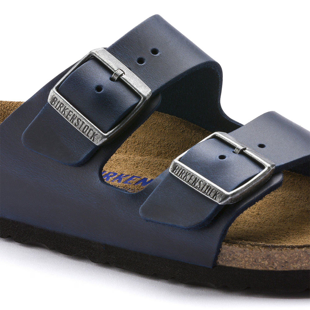 NWB Birkenstock Arizona Oiled Leather Blue Sandals Soft Footbed Shoes US 6-12