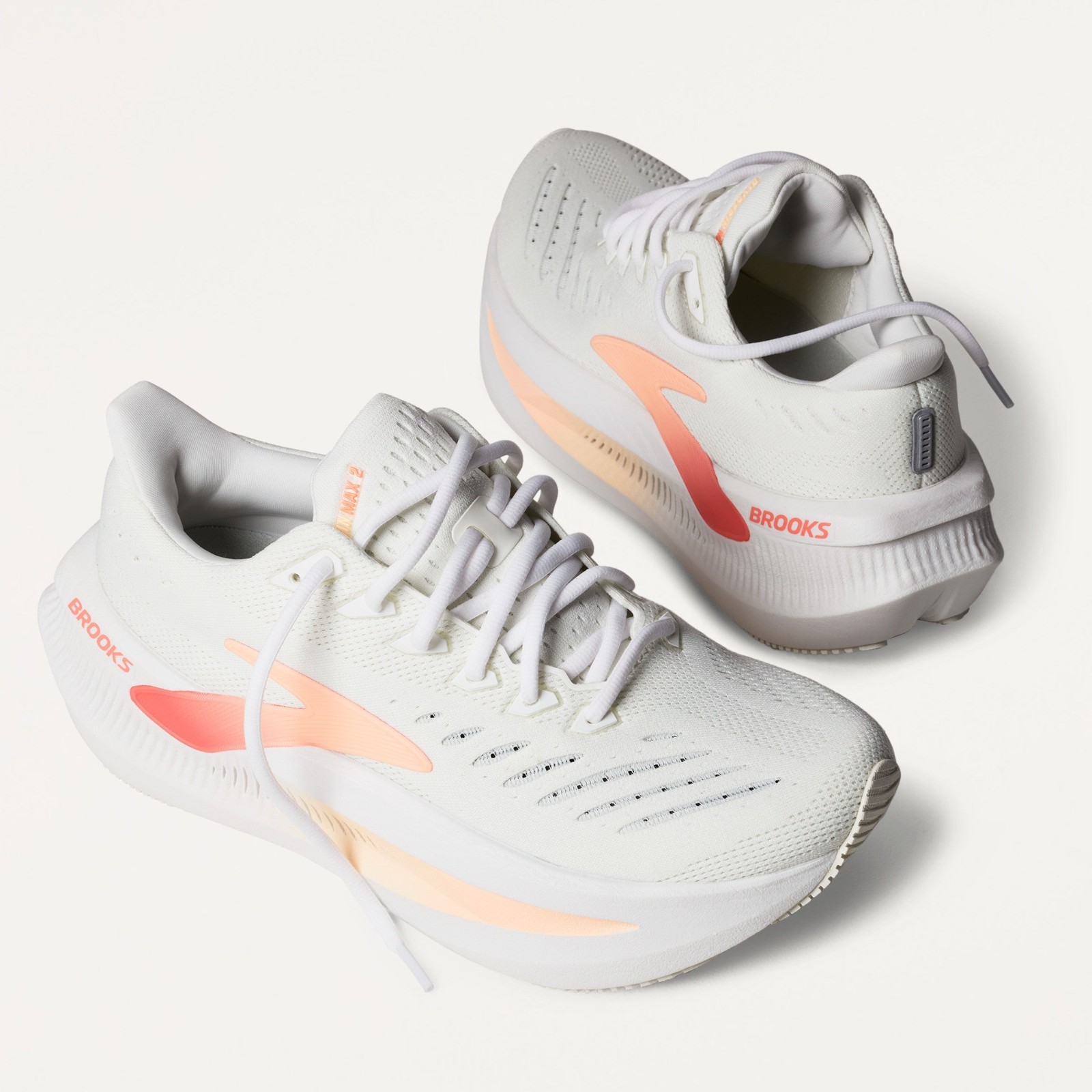 Brooks Glycerin Max 2 Road-Running Shoes – Women’s-White/Coral/Peach