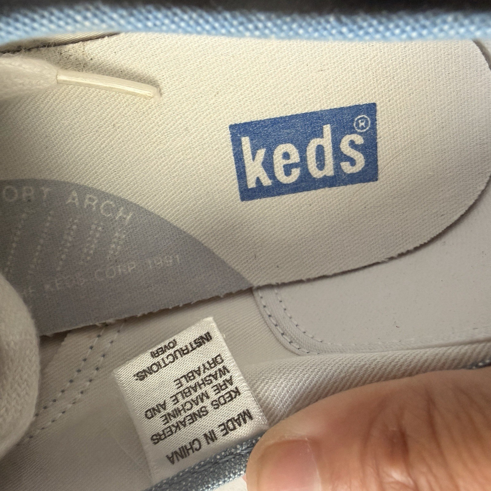 Vintage 90s Keds Blue Canvas Lace Up Sneakers Womens 9.5 Retro Preppy Casual