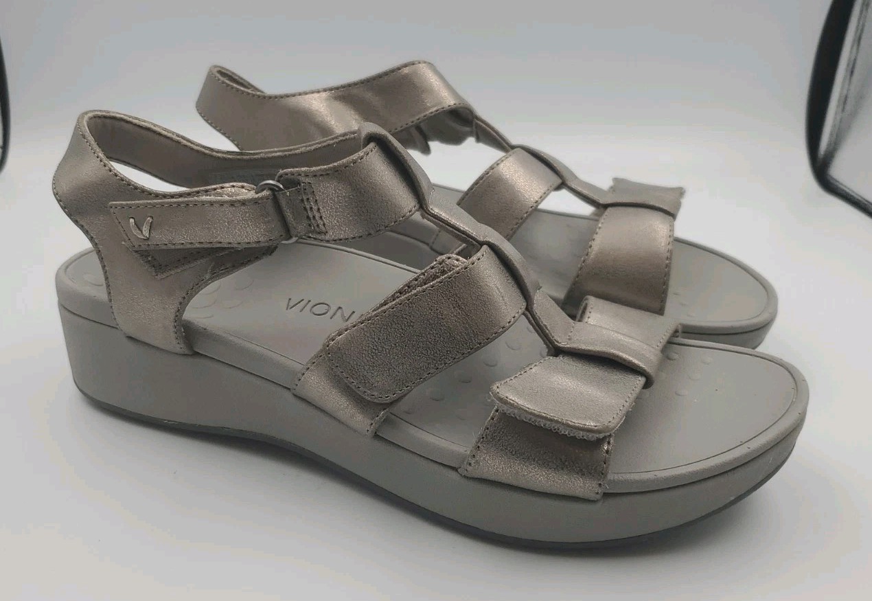 Vionic Tami Metallic Comfort Wedge Sandals Women’s Size 10 Silver Orthotic