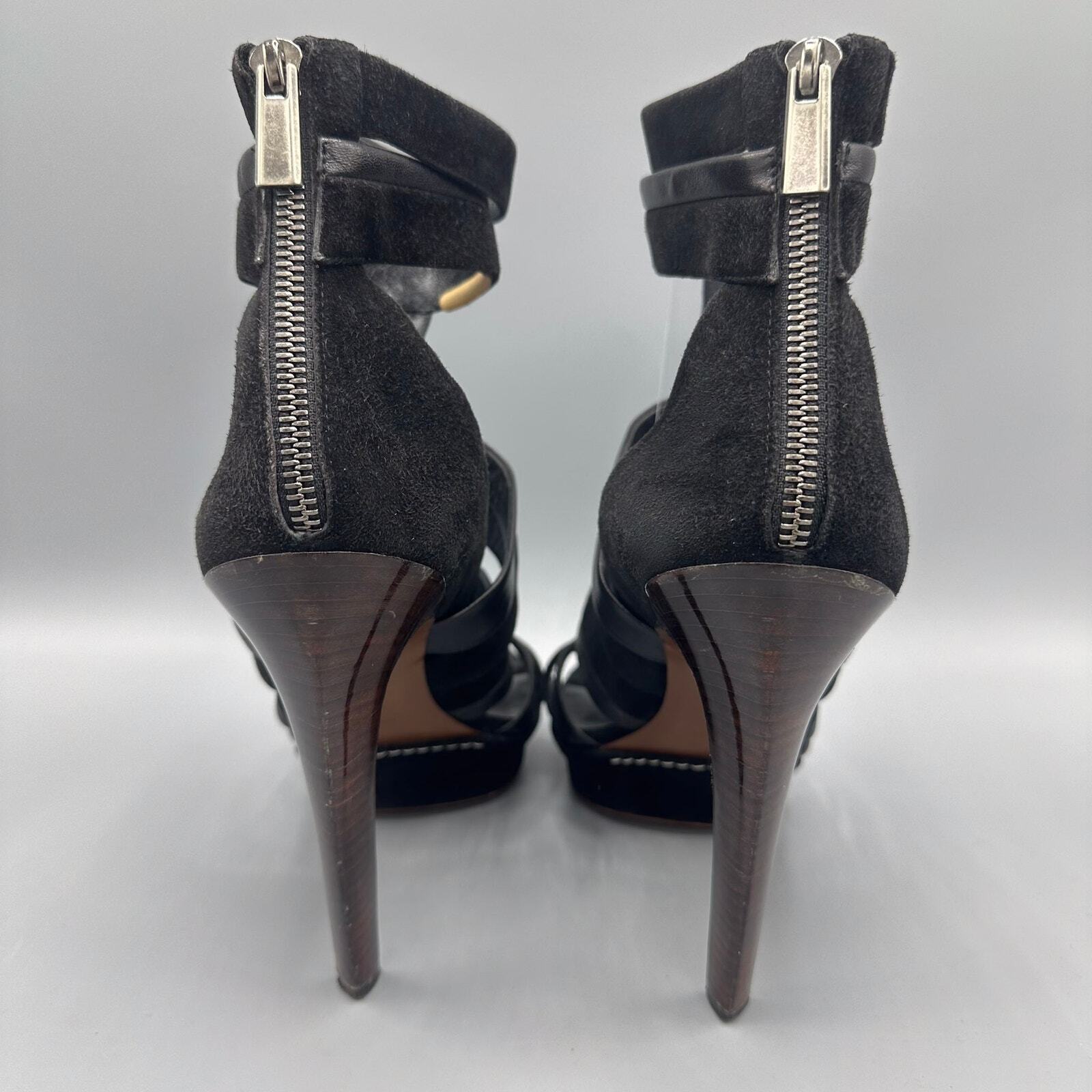 Emilio Pucci Platform Caged Heels Size 39 9 US Suede Leather Designer Strappy
